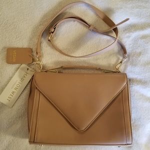 Madison West tan leather Isla handbag NWT